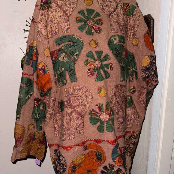 Rare Retro 20W Jacket Multi Color Elephant Theme Quilted Gorgeous - Picture 6 of 12